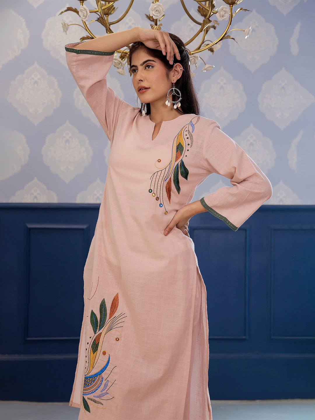 Madhuri Beige  Embroidery Kurta set