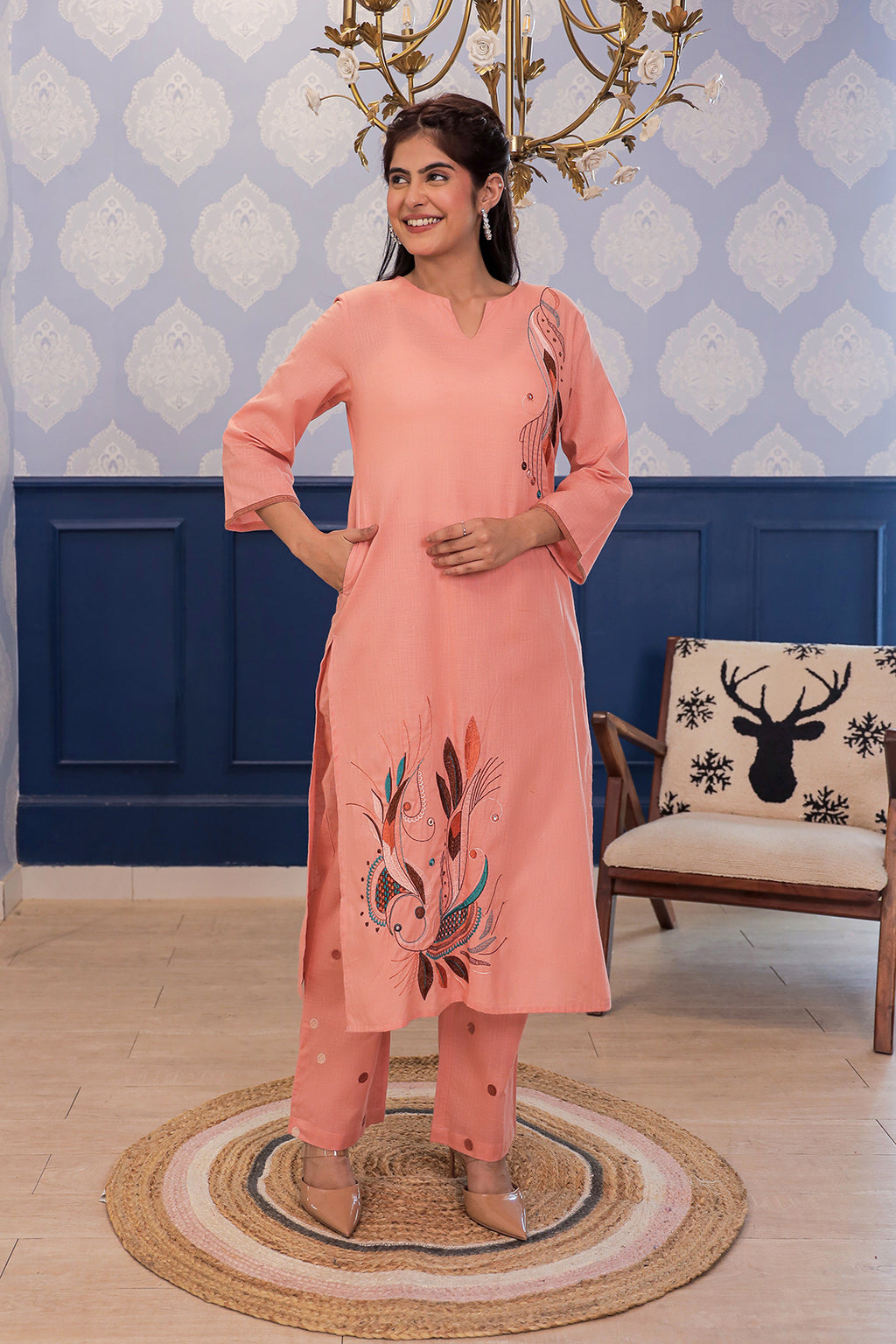 Madhuri Pink Embroidery Kurta set