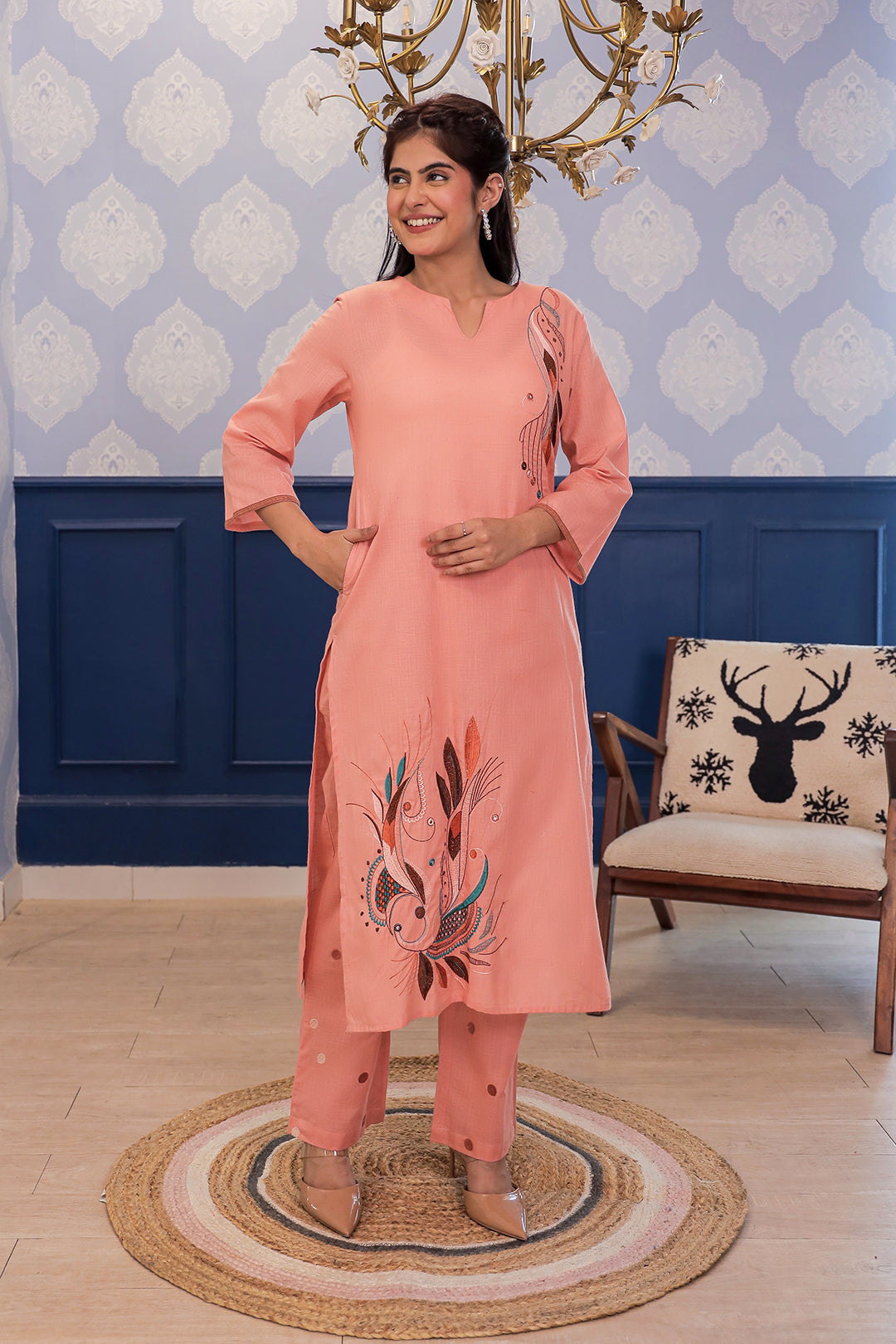 Madhuri Pink Embroidery Kurta set