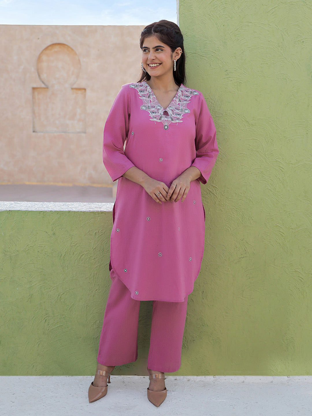 Kiani Pink Embroidery Kurta set