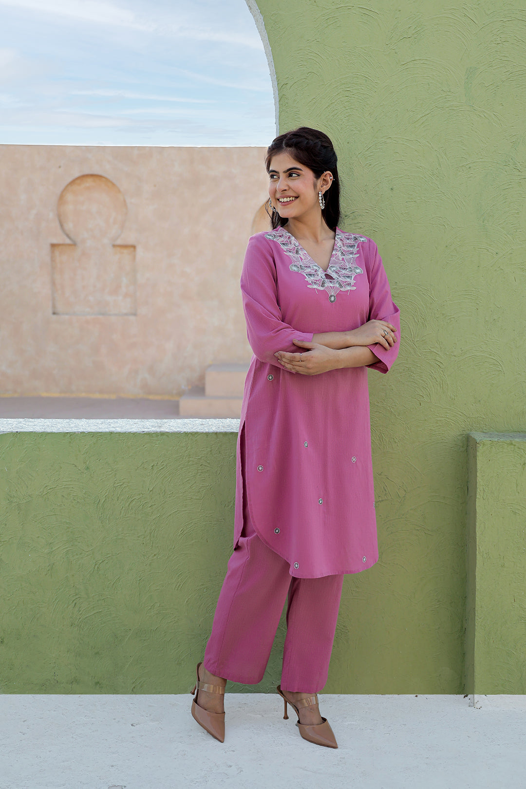 Kiani Pink Embroidery Kurta set