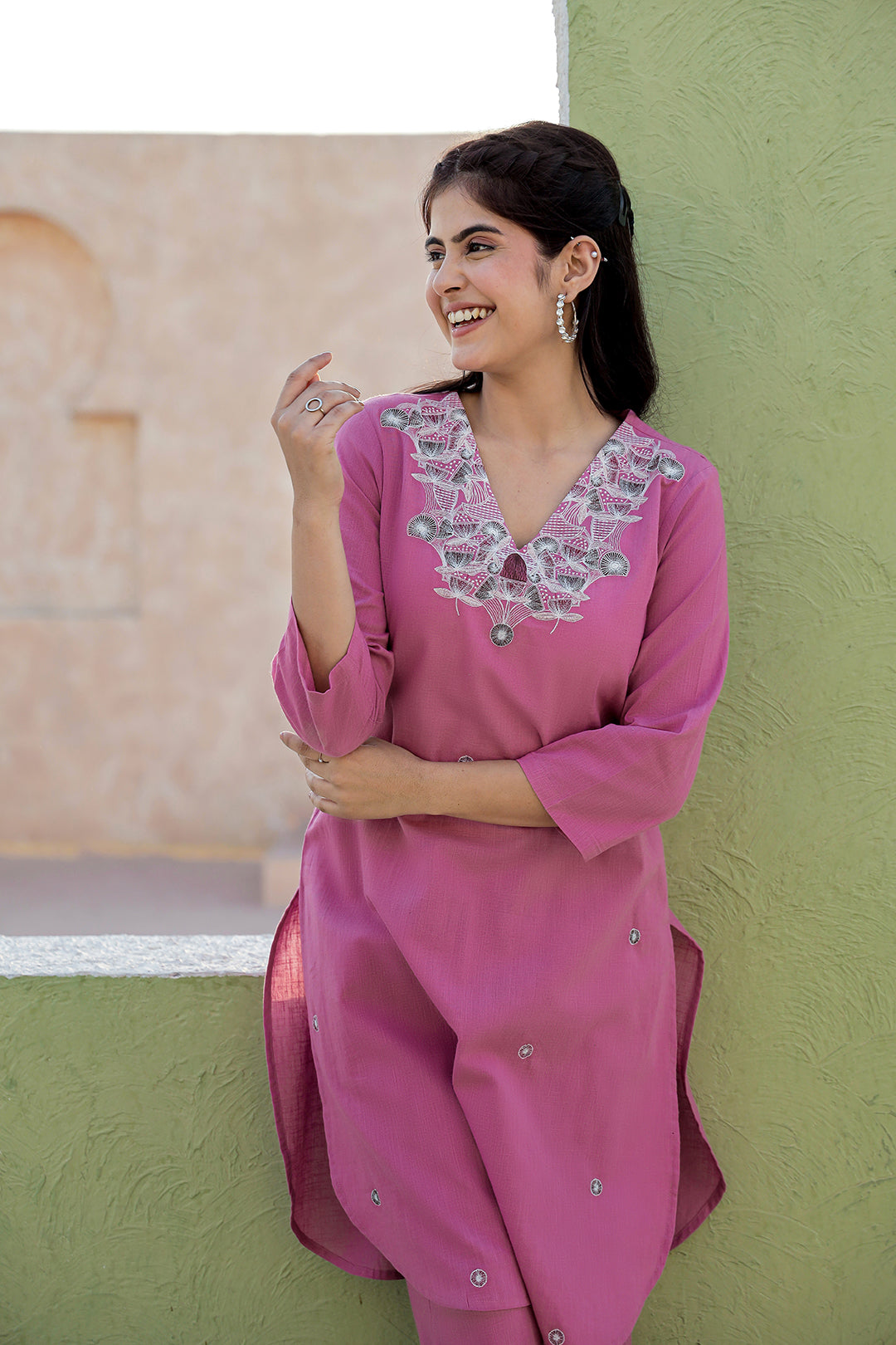 Kiani Pink Embroidery Kurta set