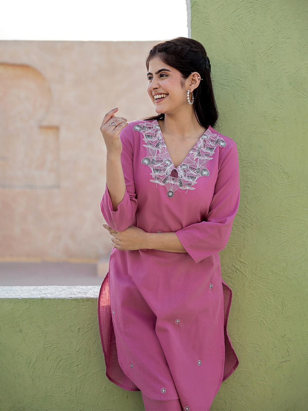Kiani Pink Embroidery Kurta set