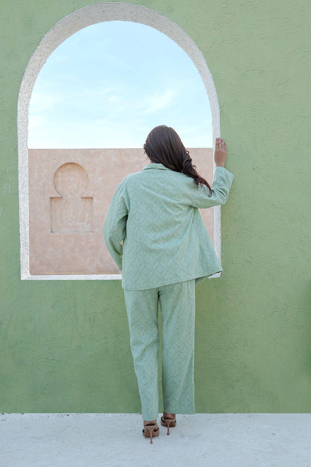 Blazzer Green Embroidery Co-ord Set