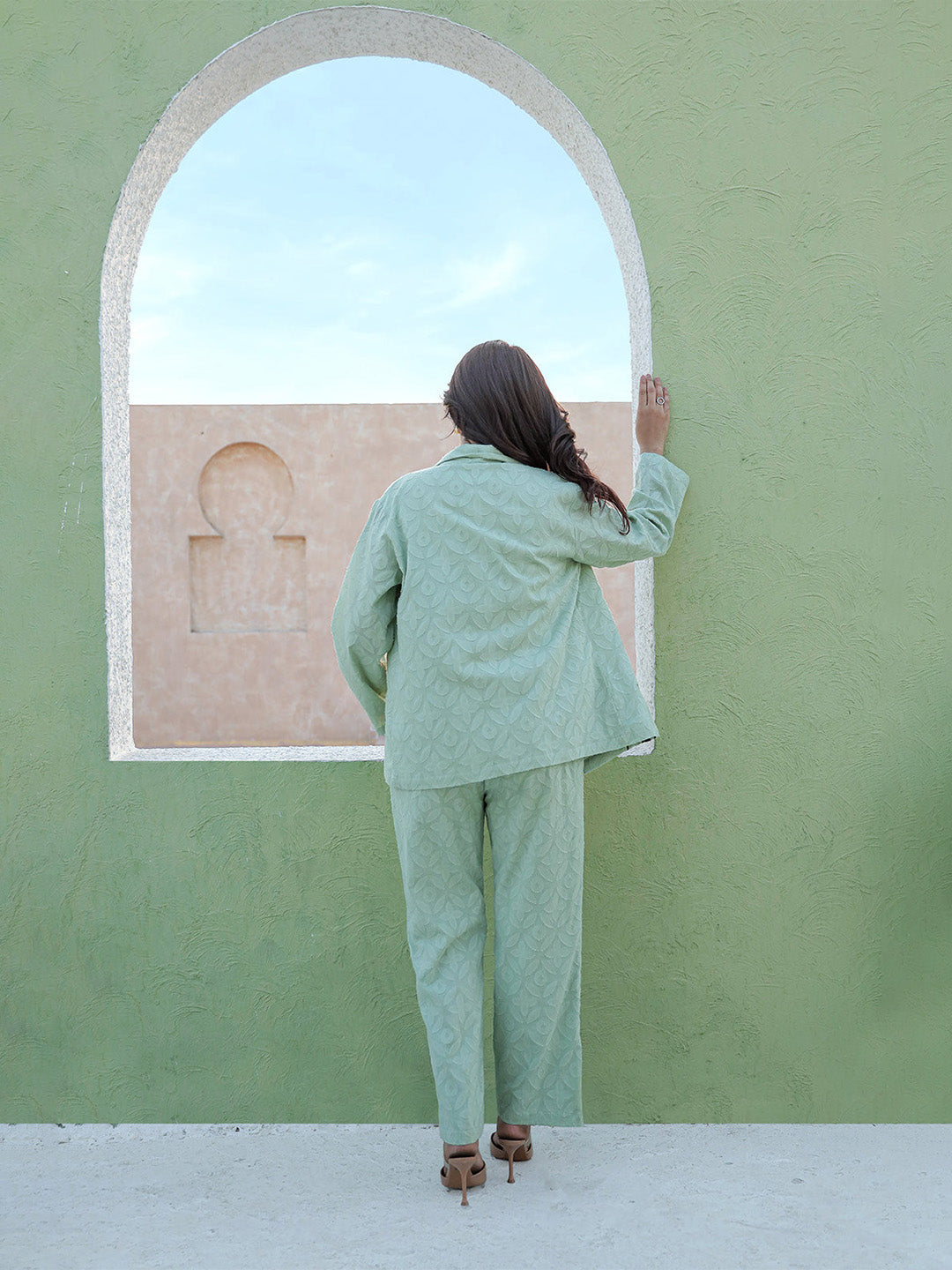 Blazzer Green Embroidery Co-ord Set