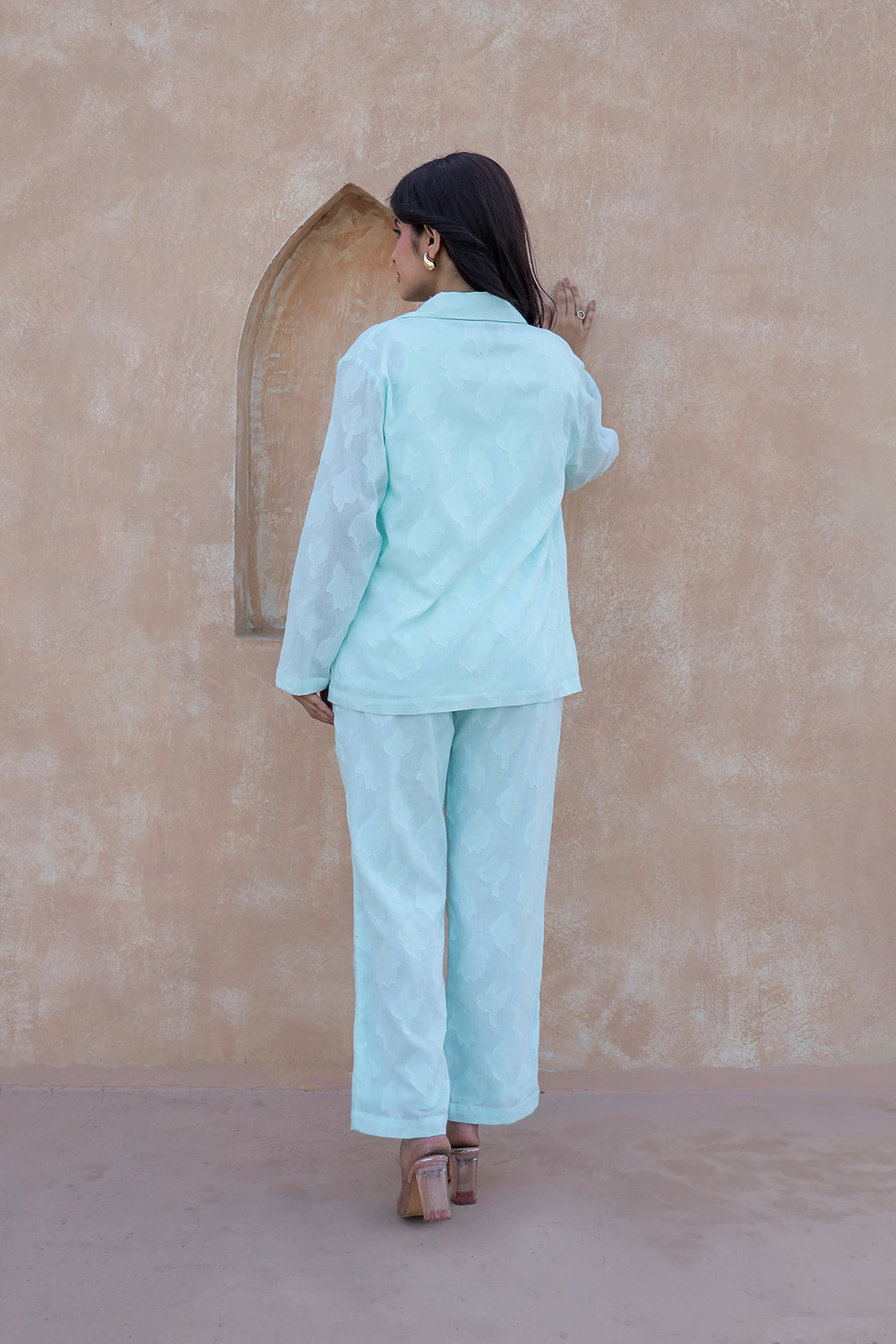 Blazzer Sky Blue  Embroidery Co-ord Set