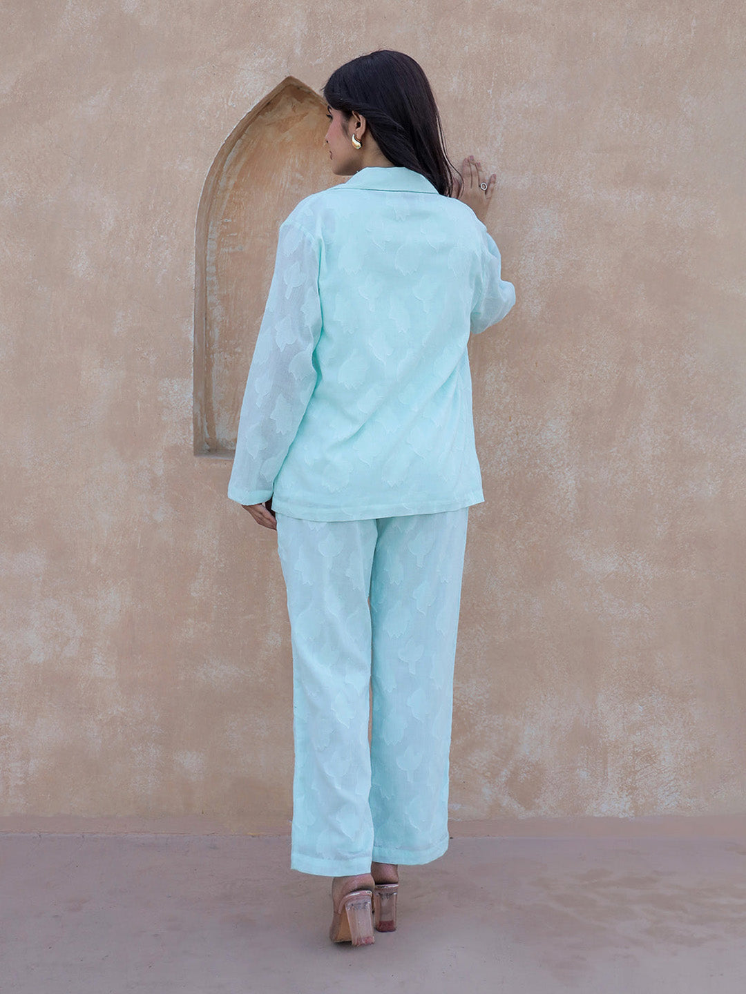 Blazzer Sky Blue  Embroidery Co-ord Set
