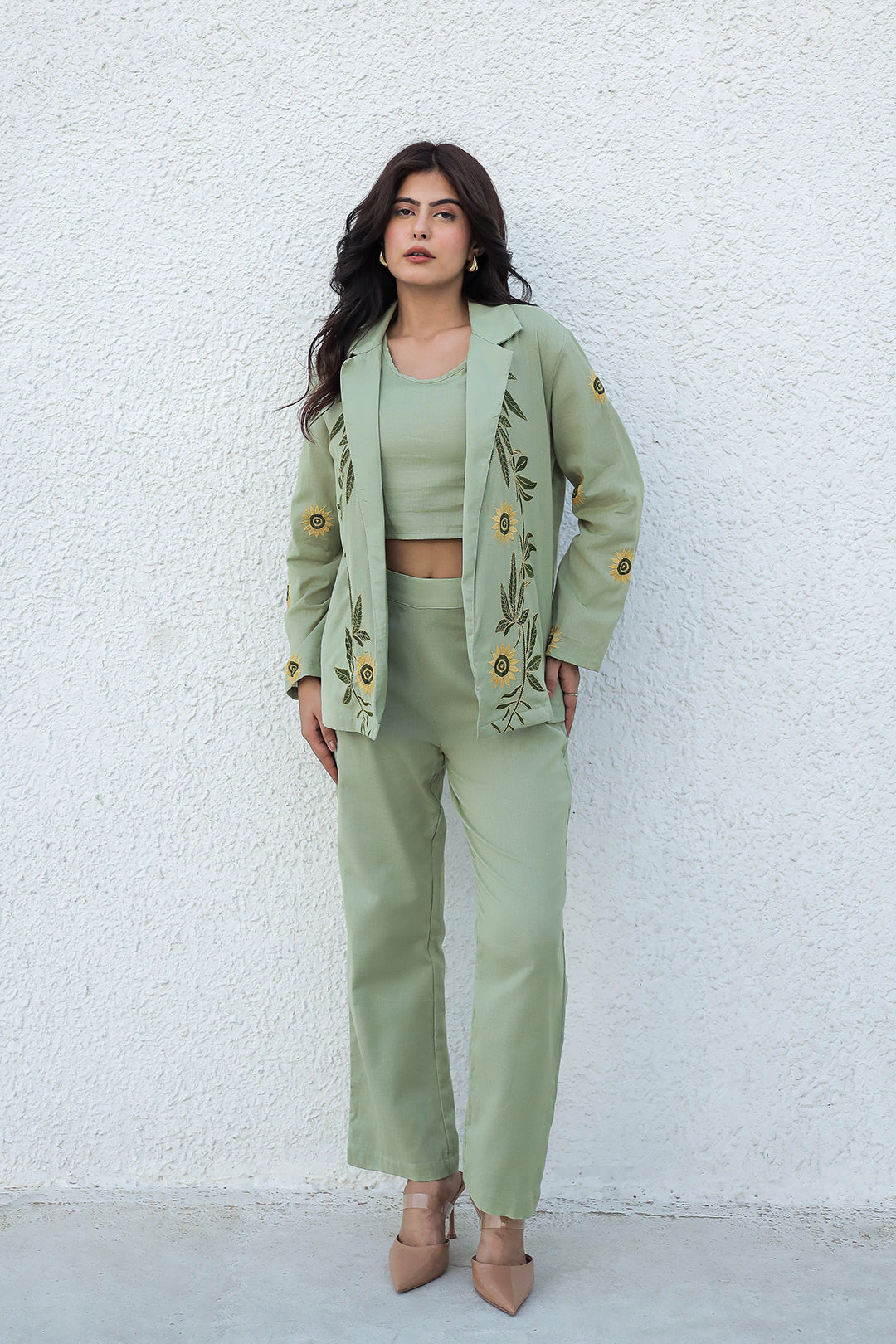 Blazzer Sage Embroidery Co-ord Set