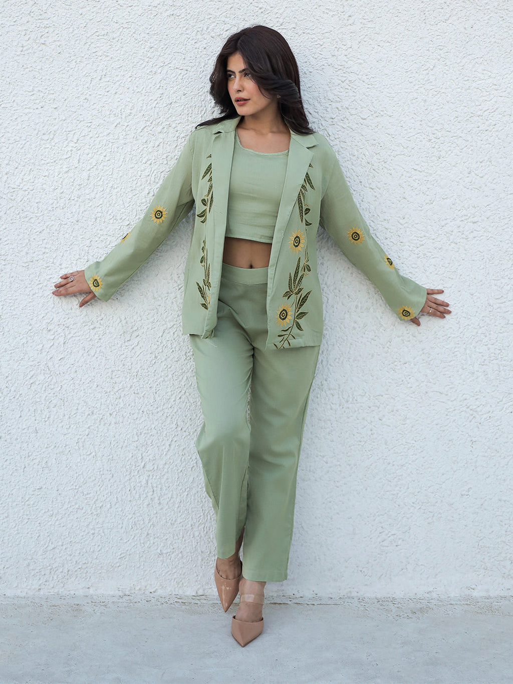 Blazzer Sage Embroidery Co-ord Set