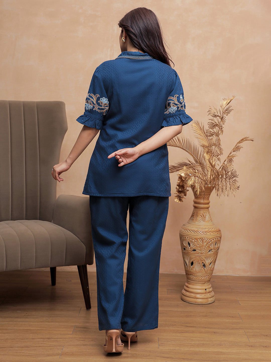 Navya Blue Embroidery Co-ord set