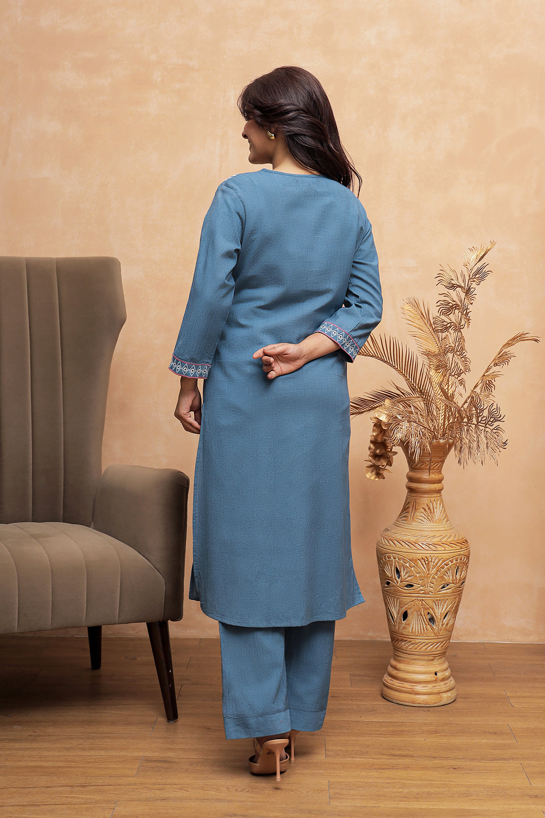 Lily Blue Embroidery Kurta Set