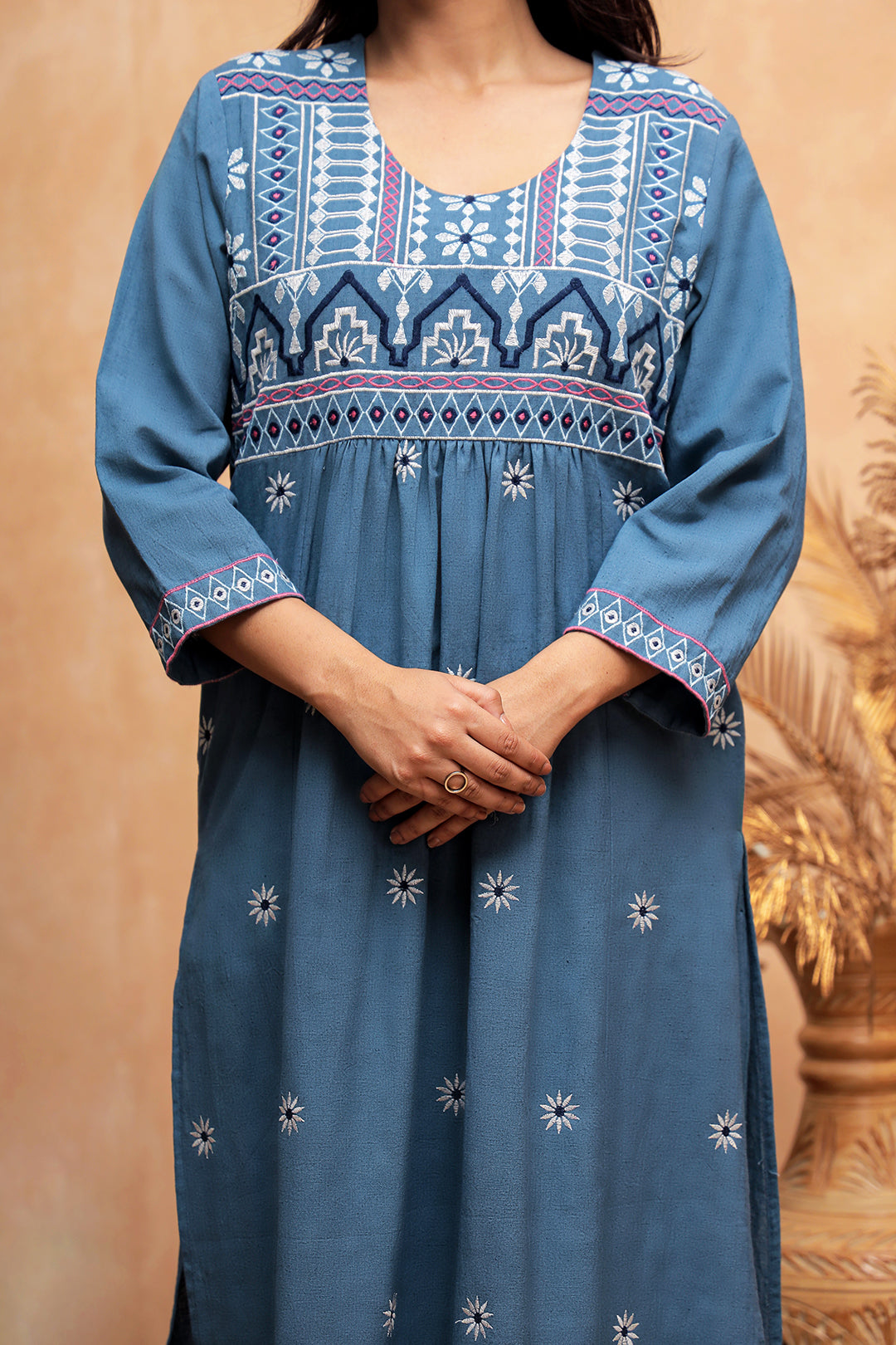 Lily Blue Embroidery Kurta Set