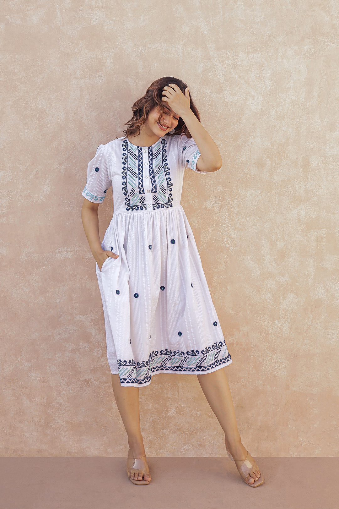 Hat Embroidery Short Dress