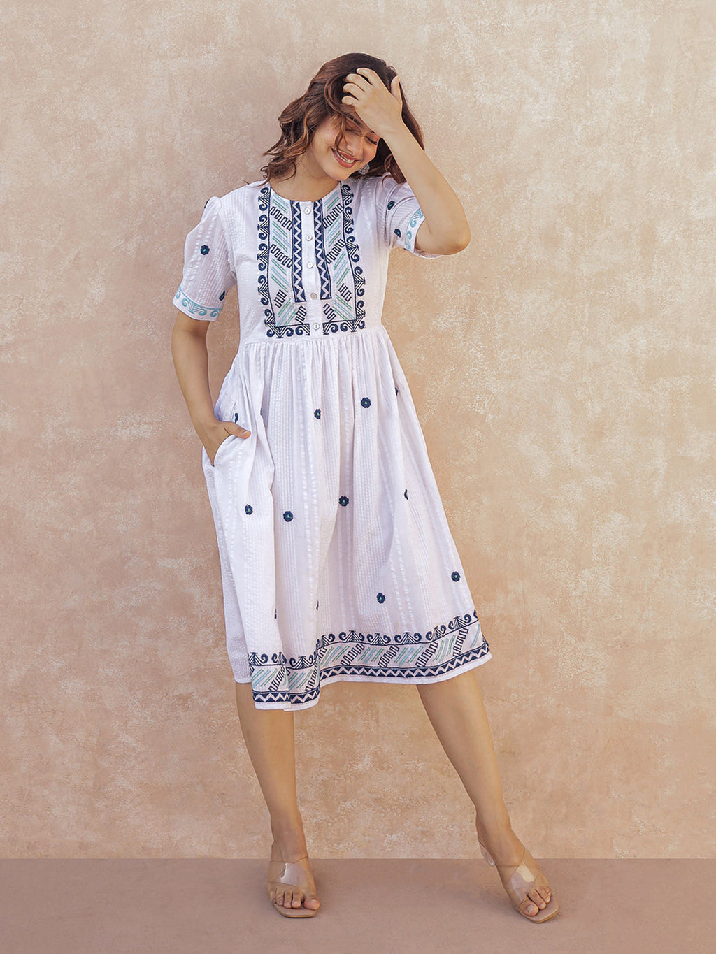Hat Embroidery Short Dress