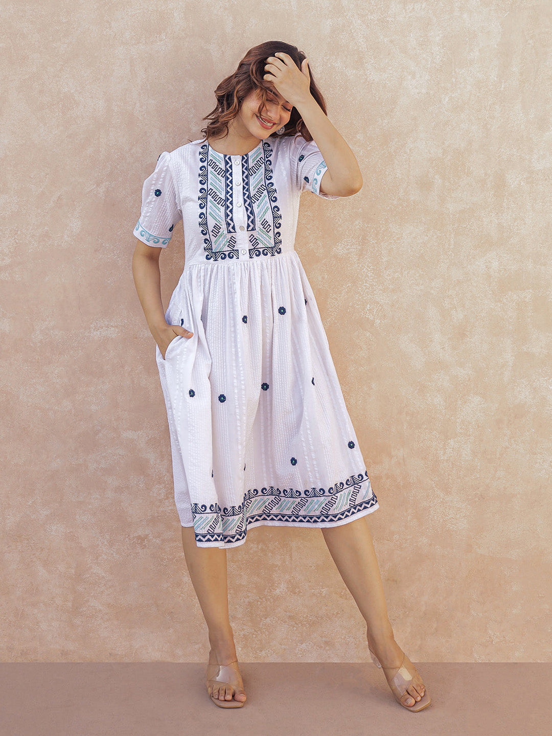 Hat Embroidery Short Dress