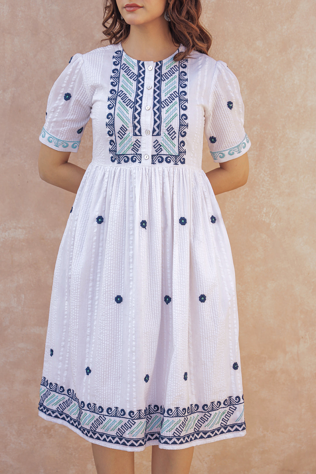 Hat Embroidery Short Dress