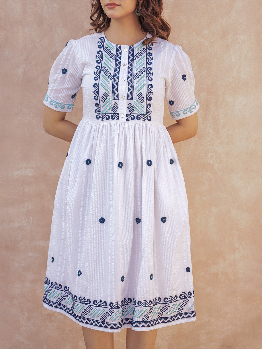 Hat Embroidery Short Dress