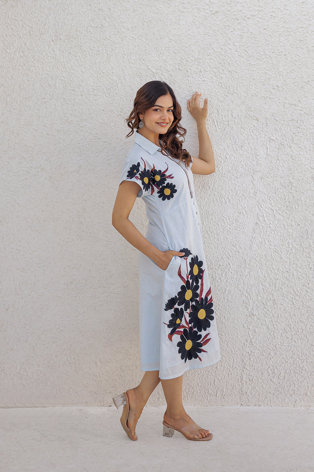 Akul Blue Embroidey Dress