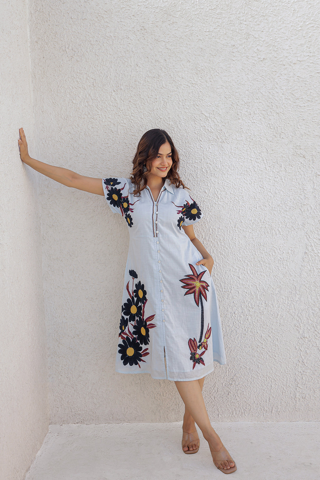 Akul Blue Embroidey Dress