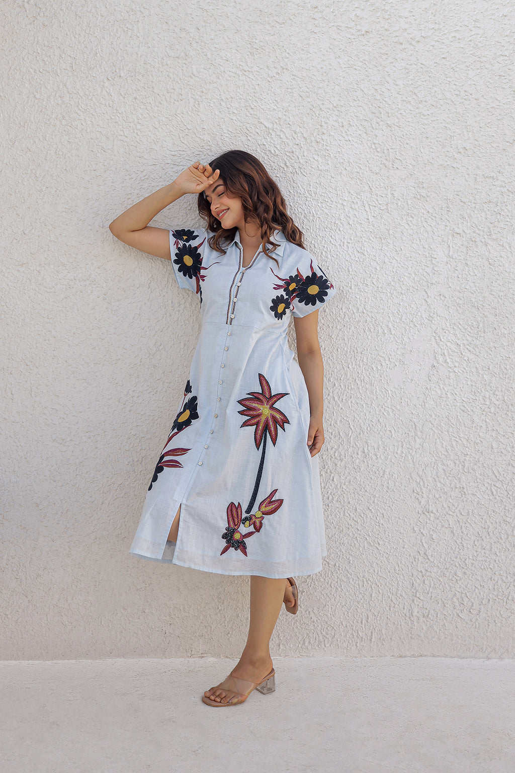 Akul Blue Embroidey Dress