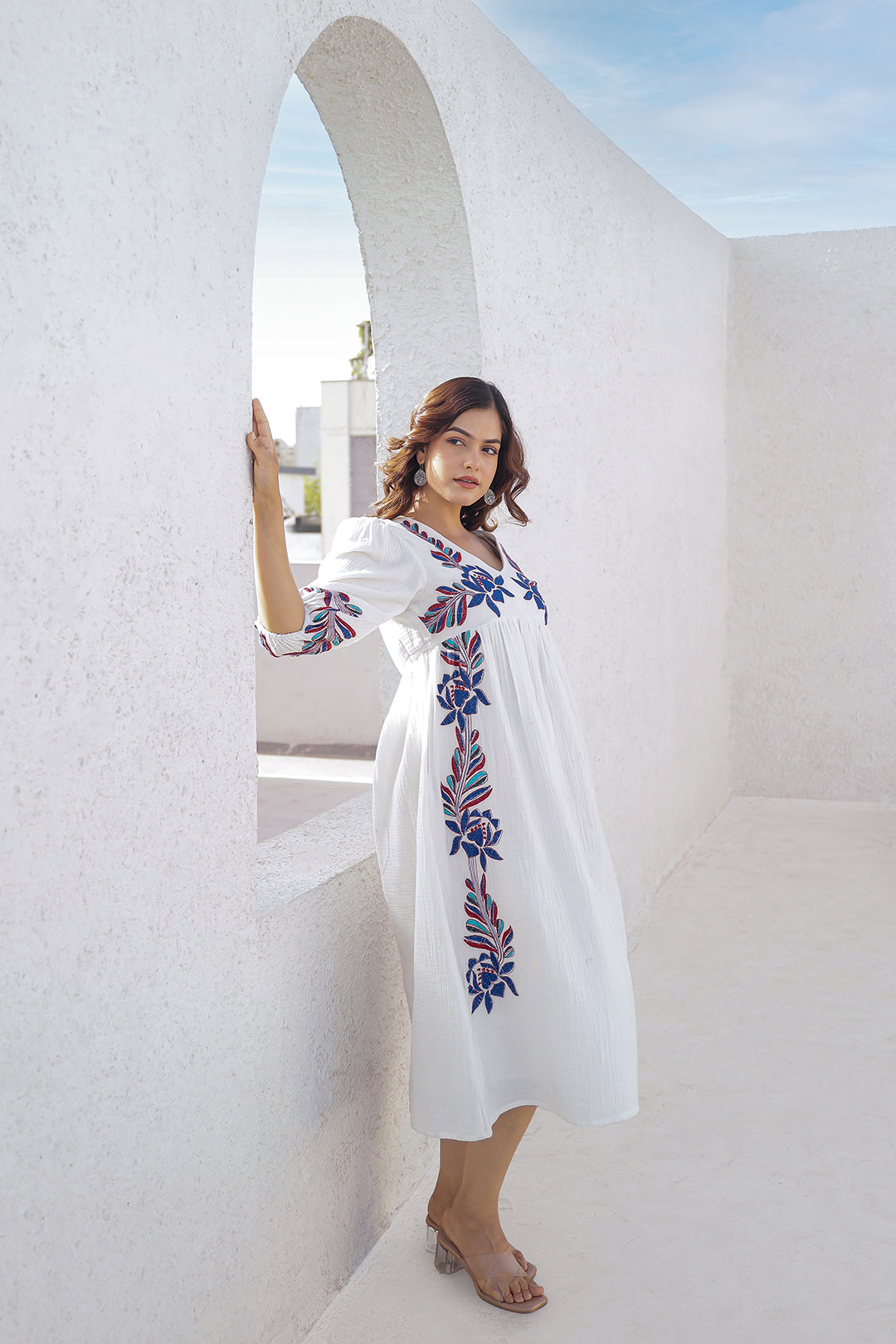 Tashi White Embroidery Dress
