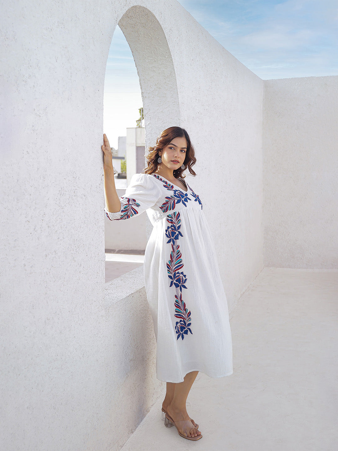 Tashi White Embroidery Dress