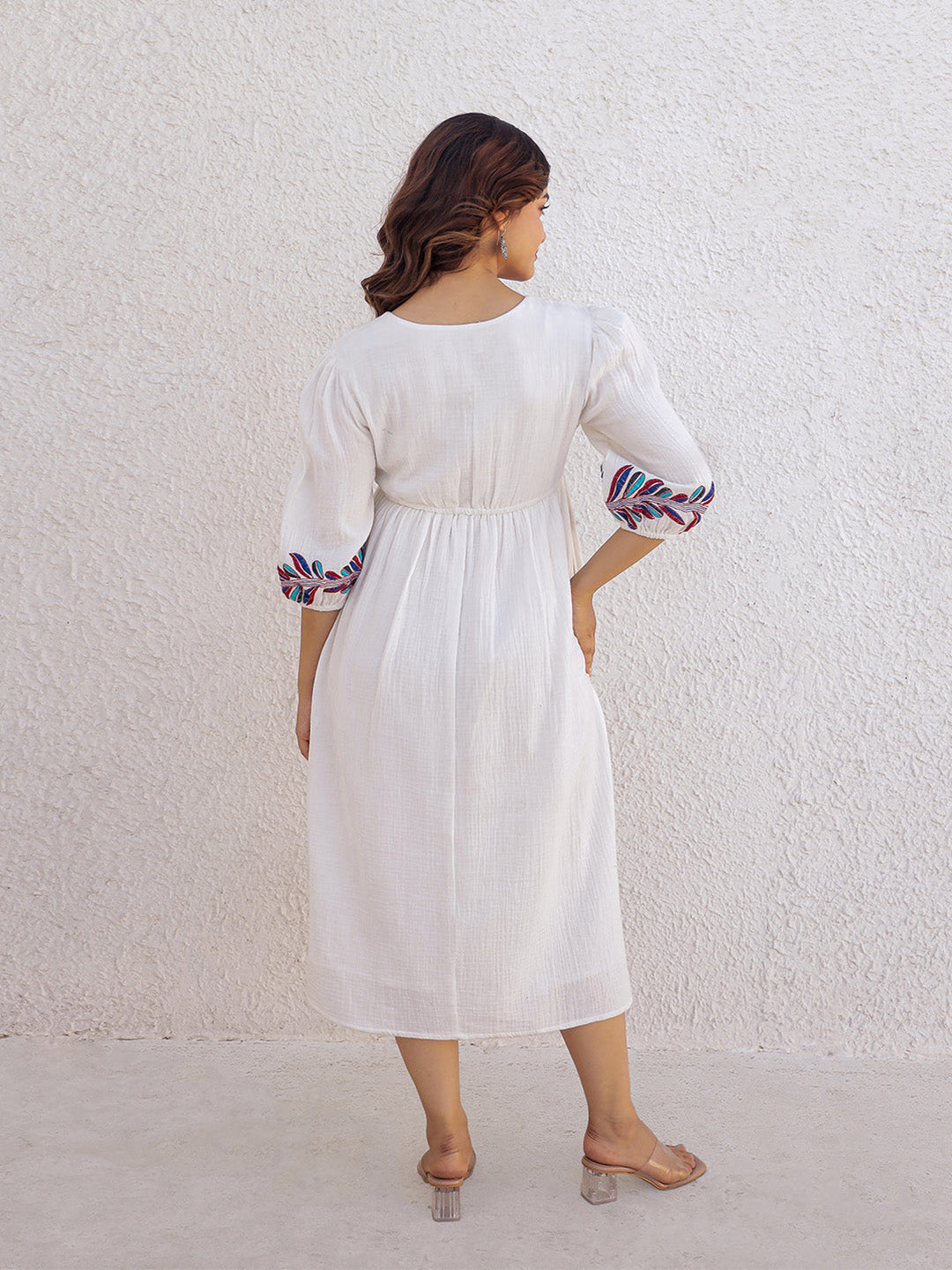 Tashi White Embroidery Dress