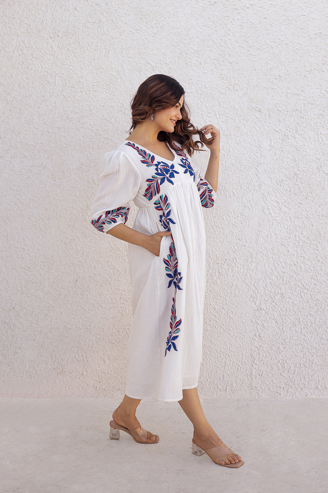 Tashi White Embroidery Dress