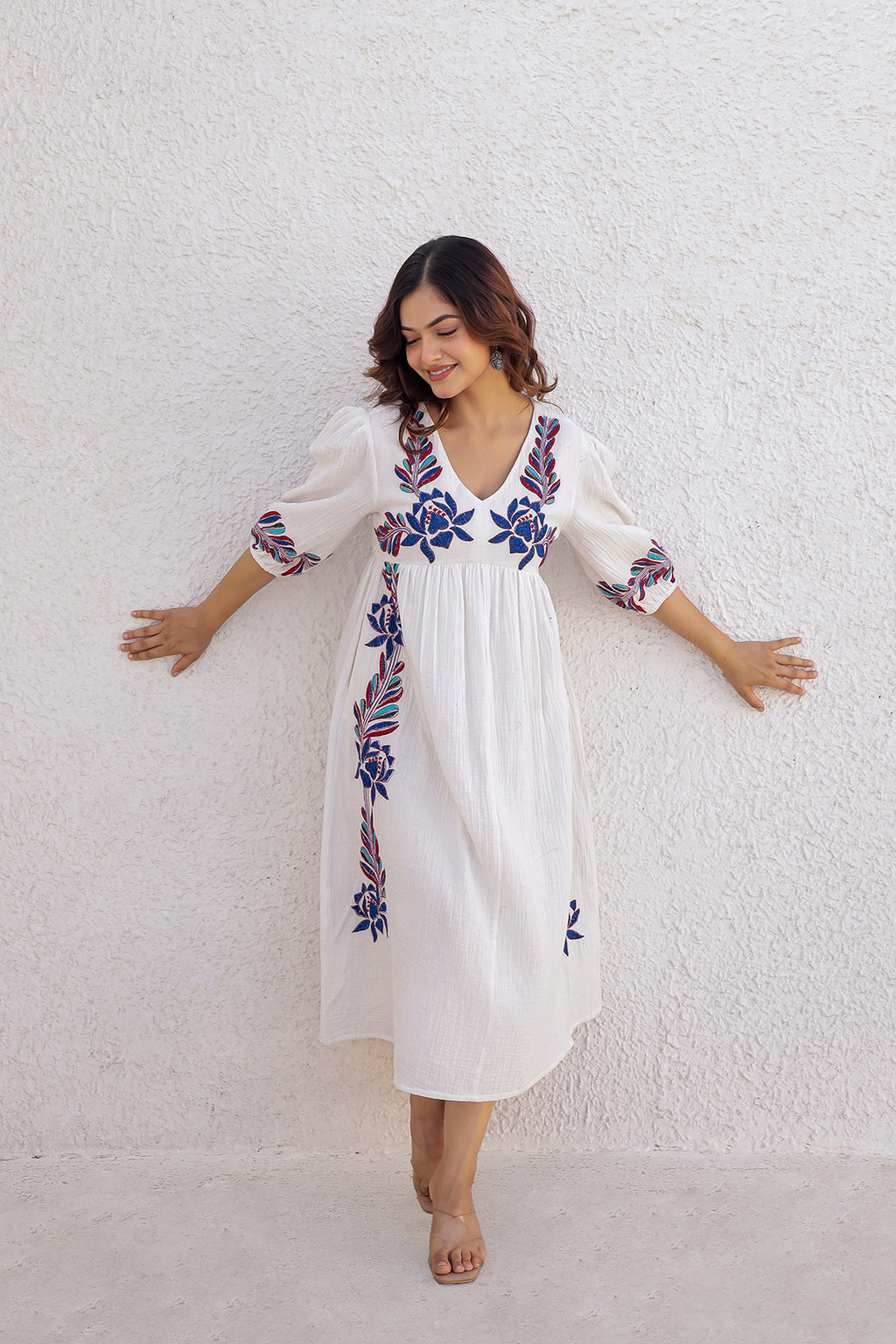 Tashi White Embroidery Dress