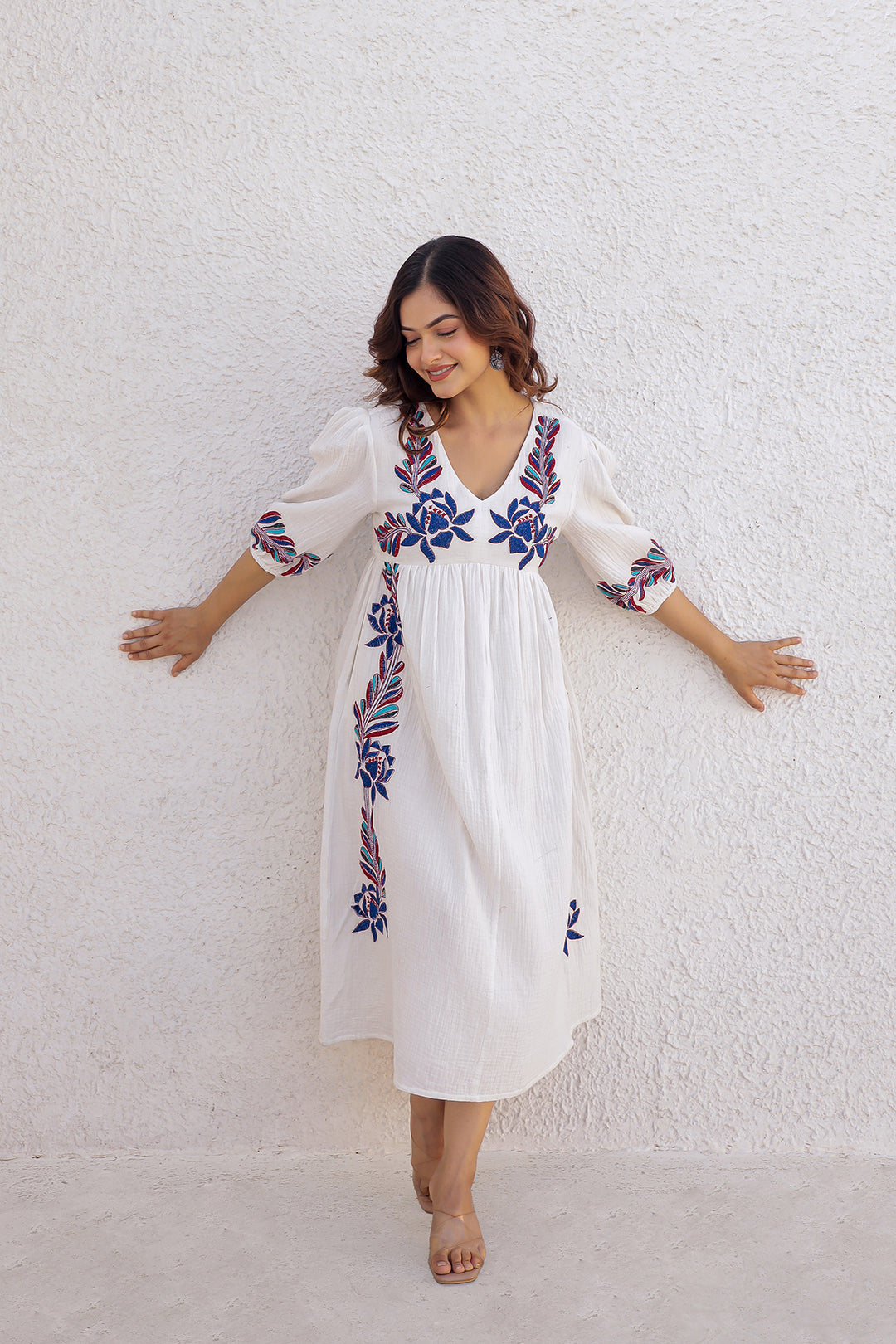 Tashi White Embroidery Dress