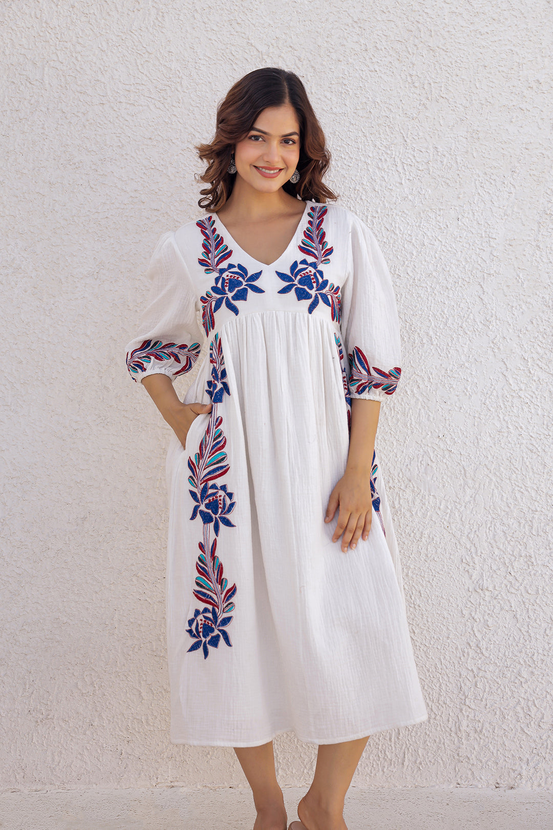 Tashi White Embroidery Dress