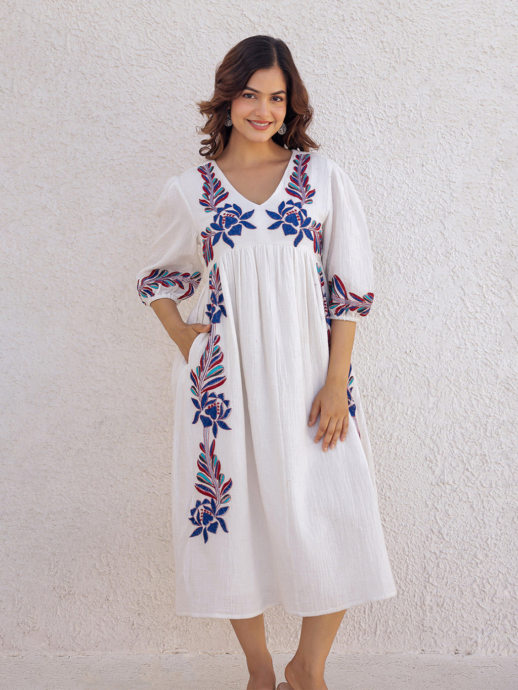 Tashi White Embroidery Dress
