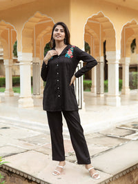 chiku black embroidery co-ord set