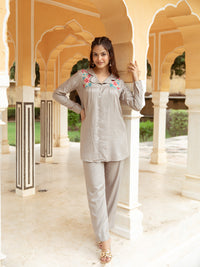 chiku grey embroidery co-ord set