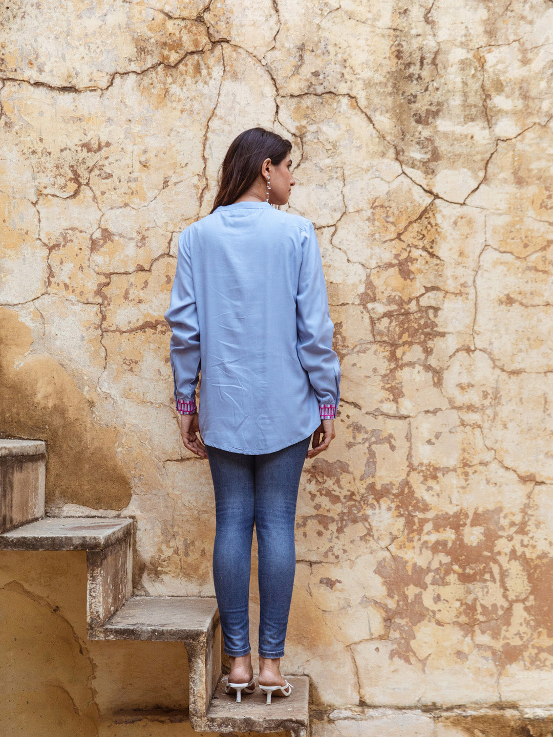 Willow Blue Embroidery Top