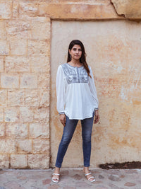 Abolt embroidery white top