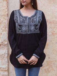 Abolt embroidery black top