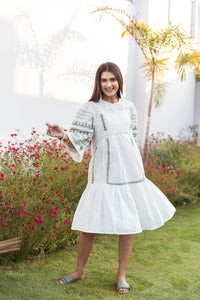 LYDIA GREEN EMBROIDERED DRESS