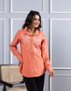 Lavisha orange cut work embroidery top