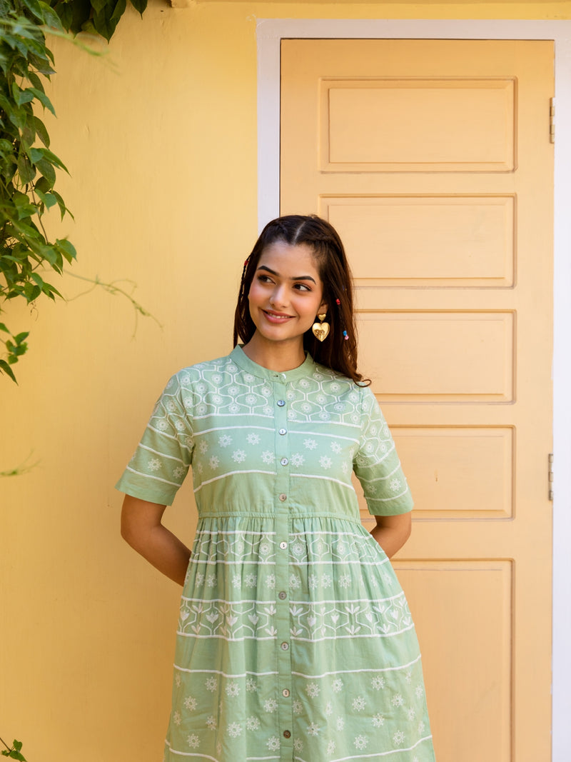 Reme green embroidered dress