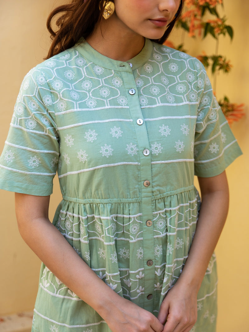 Reme green embroidered dress