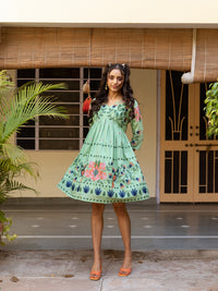 Prisha green embroidery dress