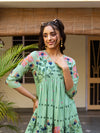 Prisha green embroidery dress