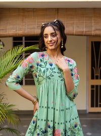 Prisha green embroidery dress