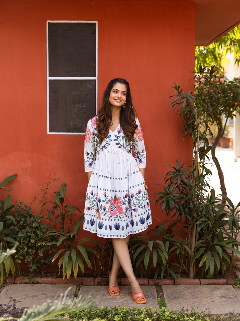 Prisha white embroidery dress