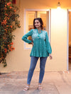 ELSIE EMBROIDERED TOP (TEAL)