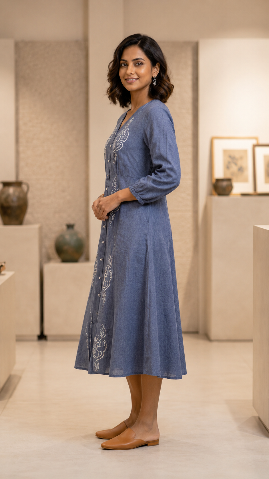 Kiara Blue Embroidery Dress