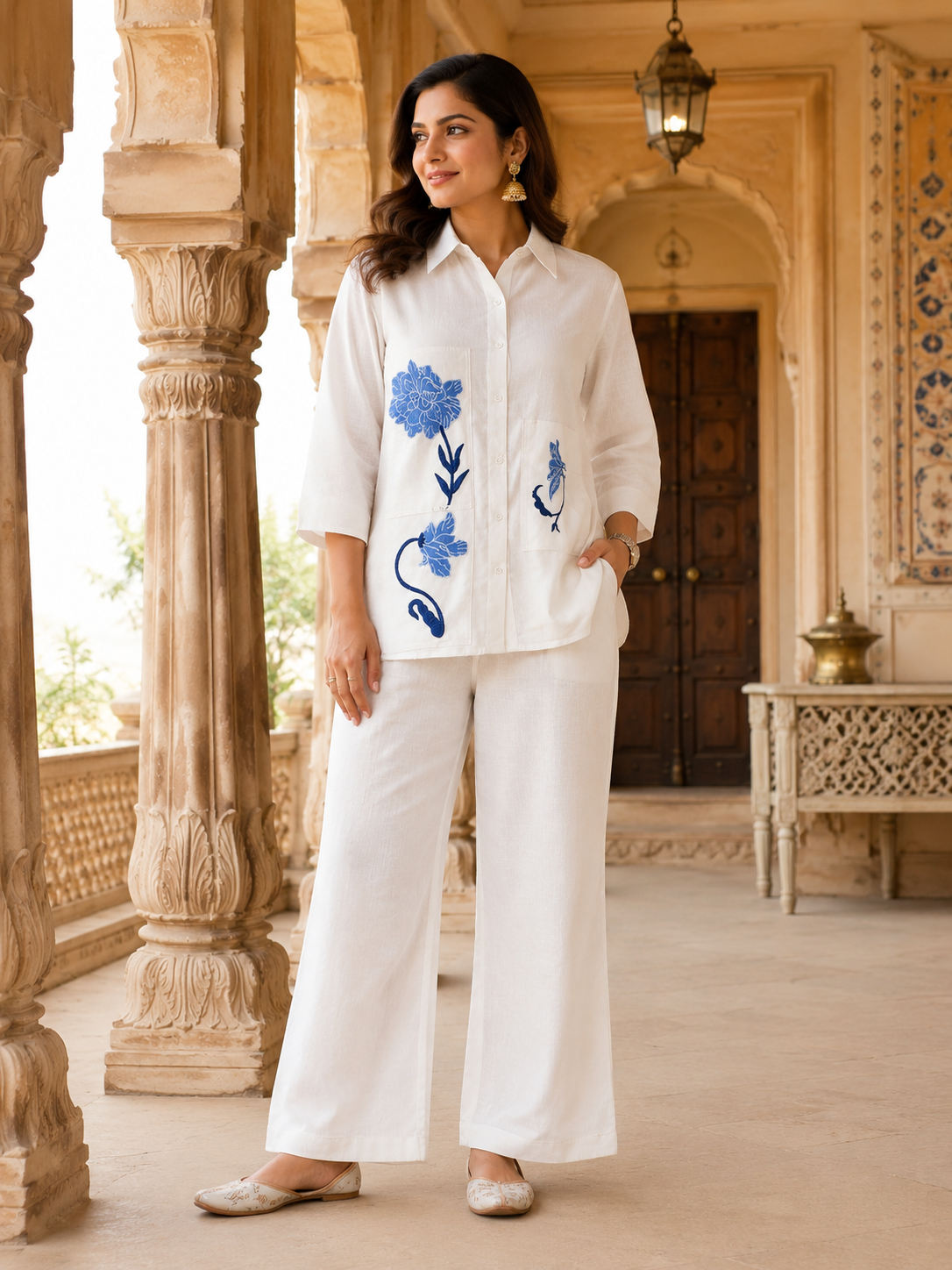 Peony Embroidery Co-ord Set