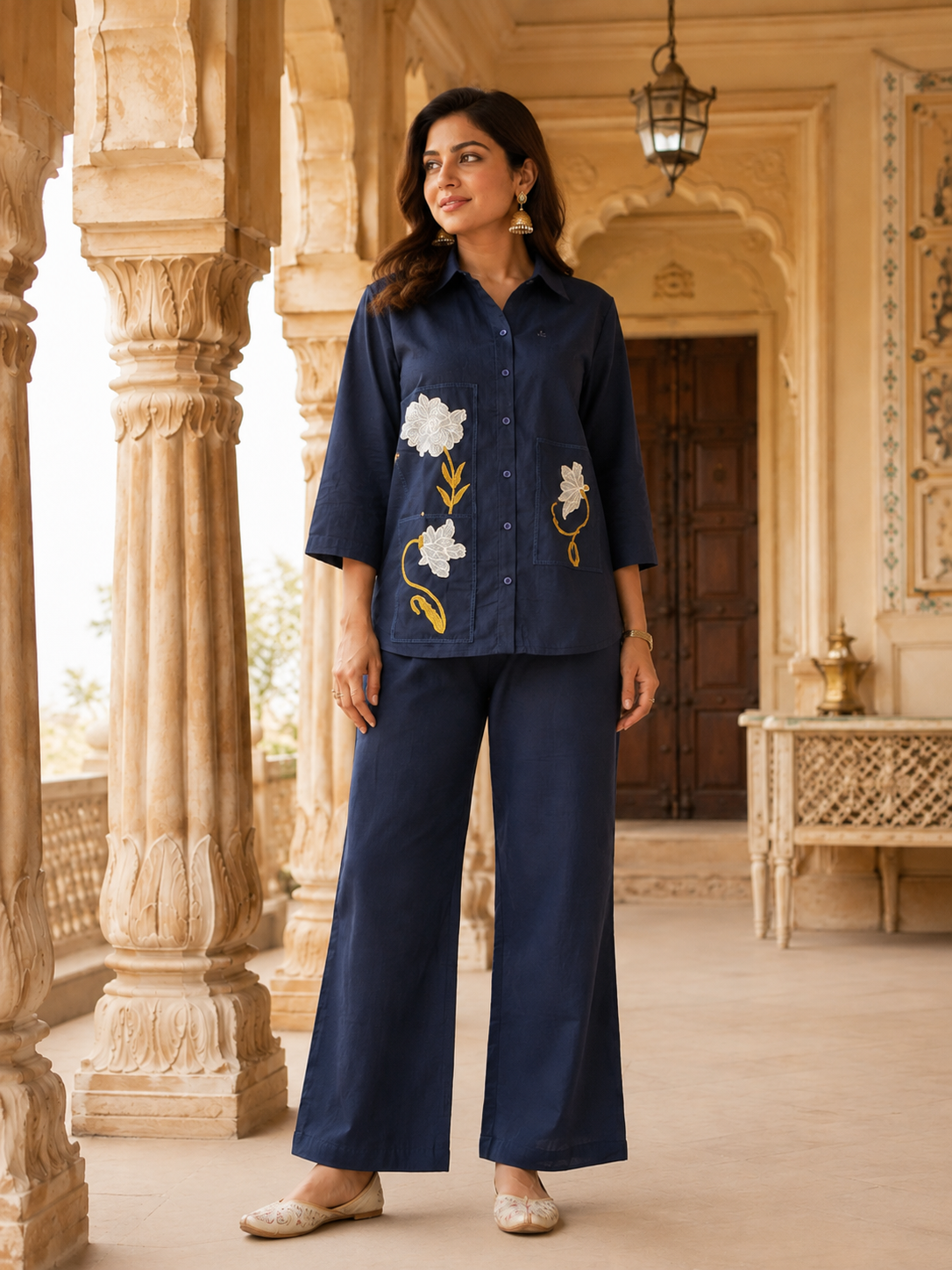 Peony Embroidery Co-ord Set