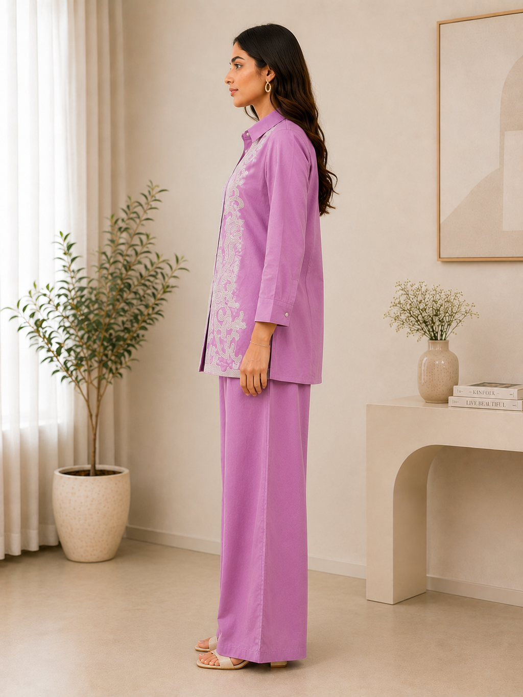 Amisha Pink Embroidery Co-ord set